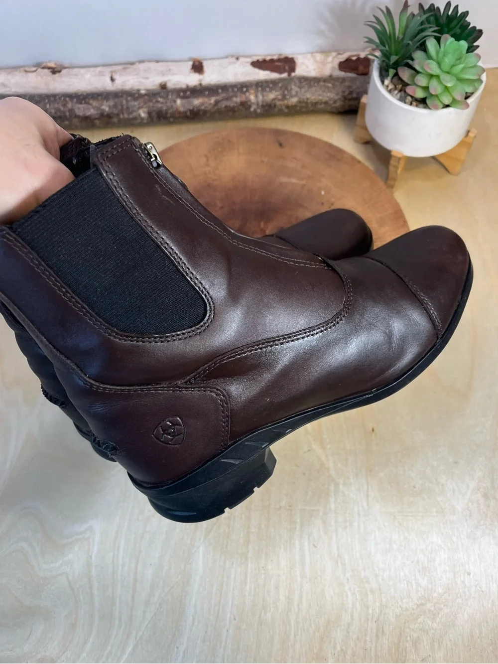 Ariat Brown Heritage Paddock Front Zip Boots Size 8B Leather Equestrian